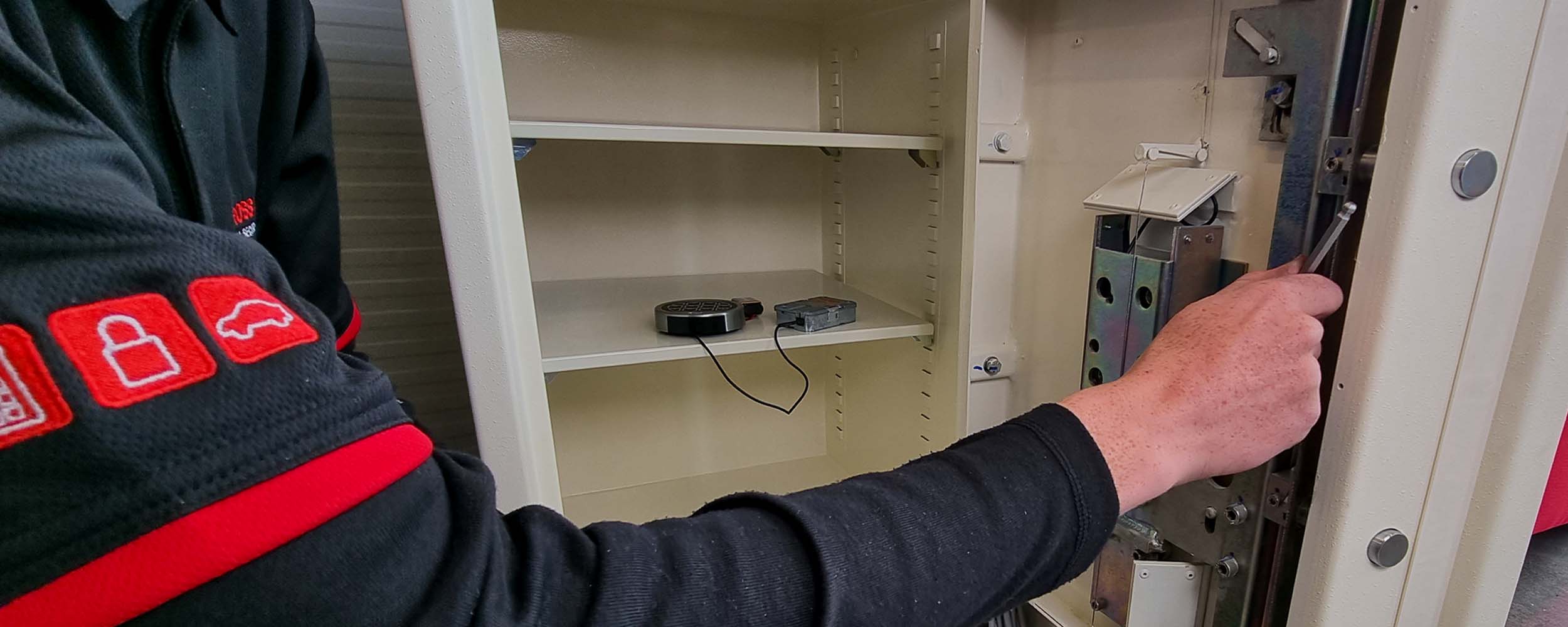 Ross Galt Locksmith servicing a safe 